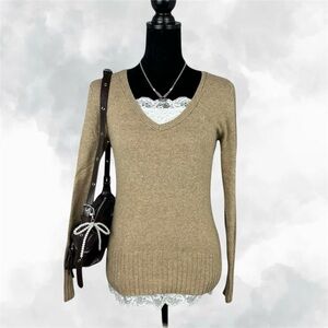 Old Navy Golden Brown Y2k V-Neck Sweater